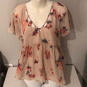 NWT Lucky Brand floral babydoll top size L
